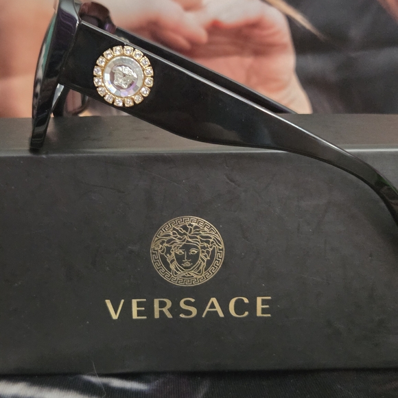 Versace Glossy 54mm Square Black Sunglasses